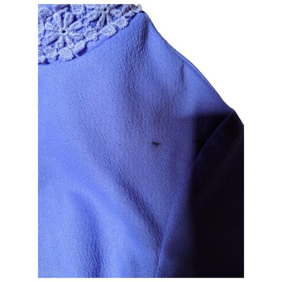 Vintage 1960s Lavender High Neck Lace Trim Short Sleeve Gogo Mod Mini Dress 6 - Picture 3 of 5